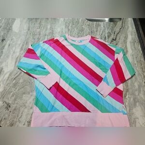 Cabana by Crown & Ivy Rainbow Stripe Sweatshirt Size L